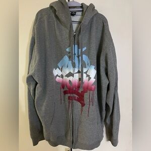 Vintage Zoo York Graf Logo Men's Zip Hoodie Grey XXL